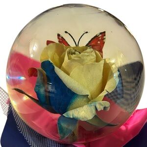 Water Globe with a Butterfly and Rose (Glass Sphere)